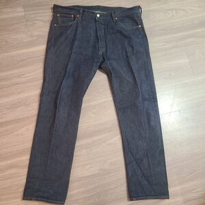 Levi's 501 Mens Tag 42x34(44x33) Dark Blue Straight Jeans Buttom Fly